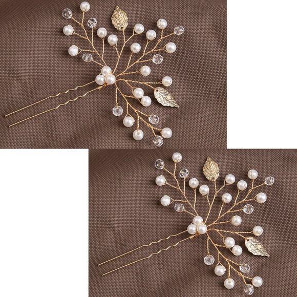 Pack of 2 Hand Beaded Bridal Hair Pins Wedding Hair Pins - Picture 1 of 2
